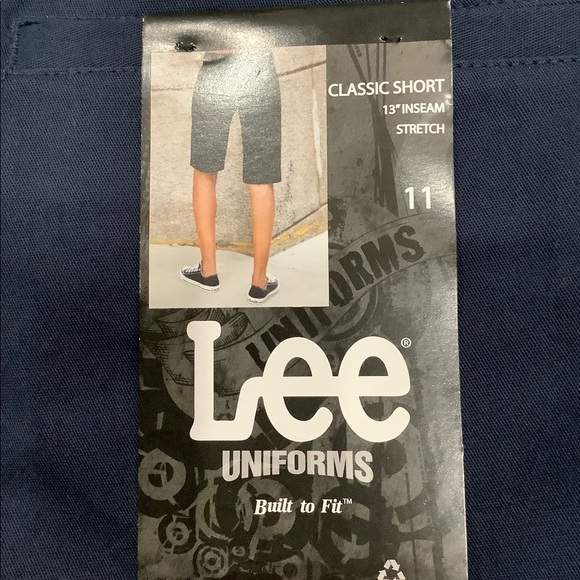Junior's Lee Uniforms 11 Large Shorts Chino Khakis Bermuda Stretch Navy Blue NWT - Picture 9 of 11